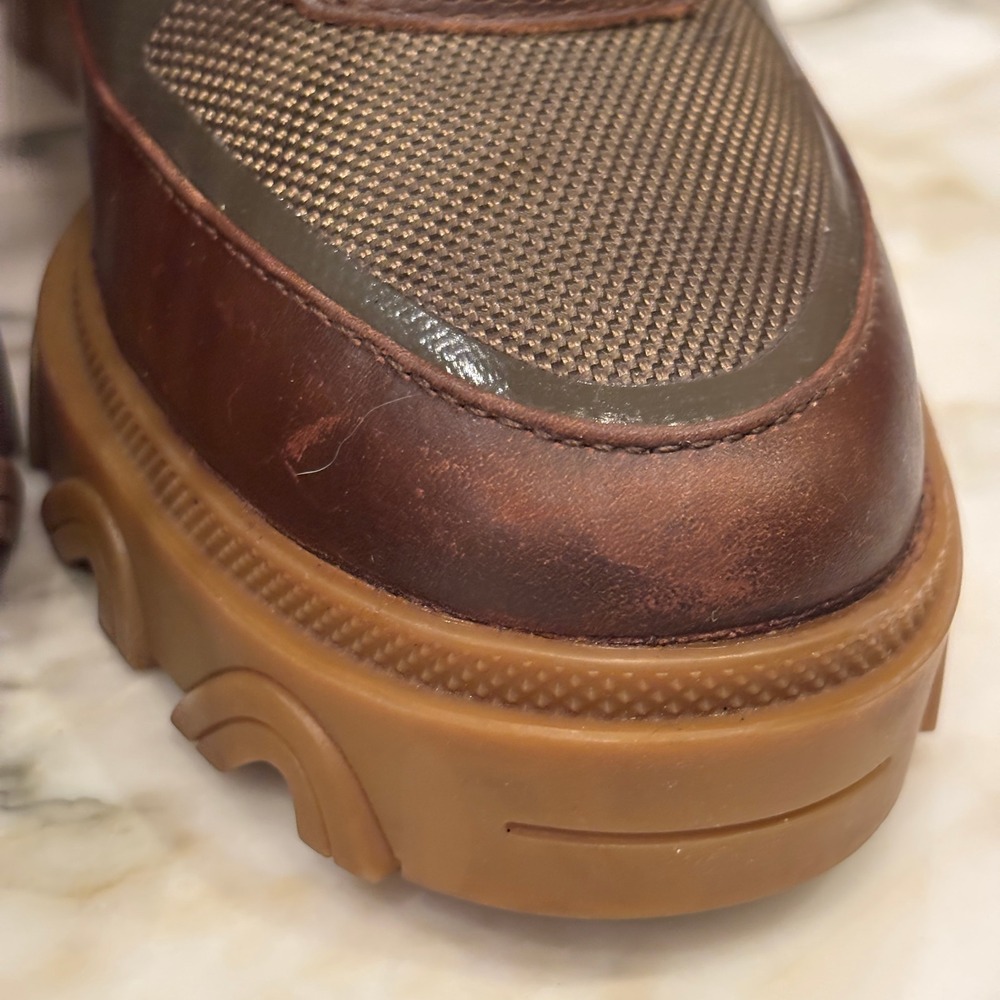 Sorel Brex Lace Boots Army Green Brown Leather Size 8 - Picture 4 of 12